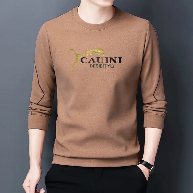 Spring Autumn Male Clothes Casual Comfortable Long Sleeve Solid Color Sweatshirts Loose Fashion Round Neck Men's Pullovers Tops