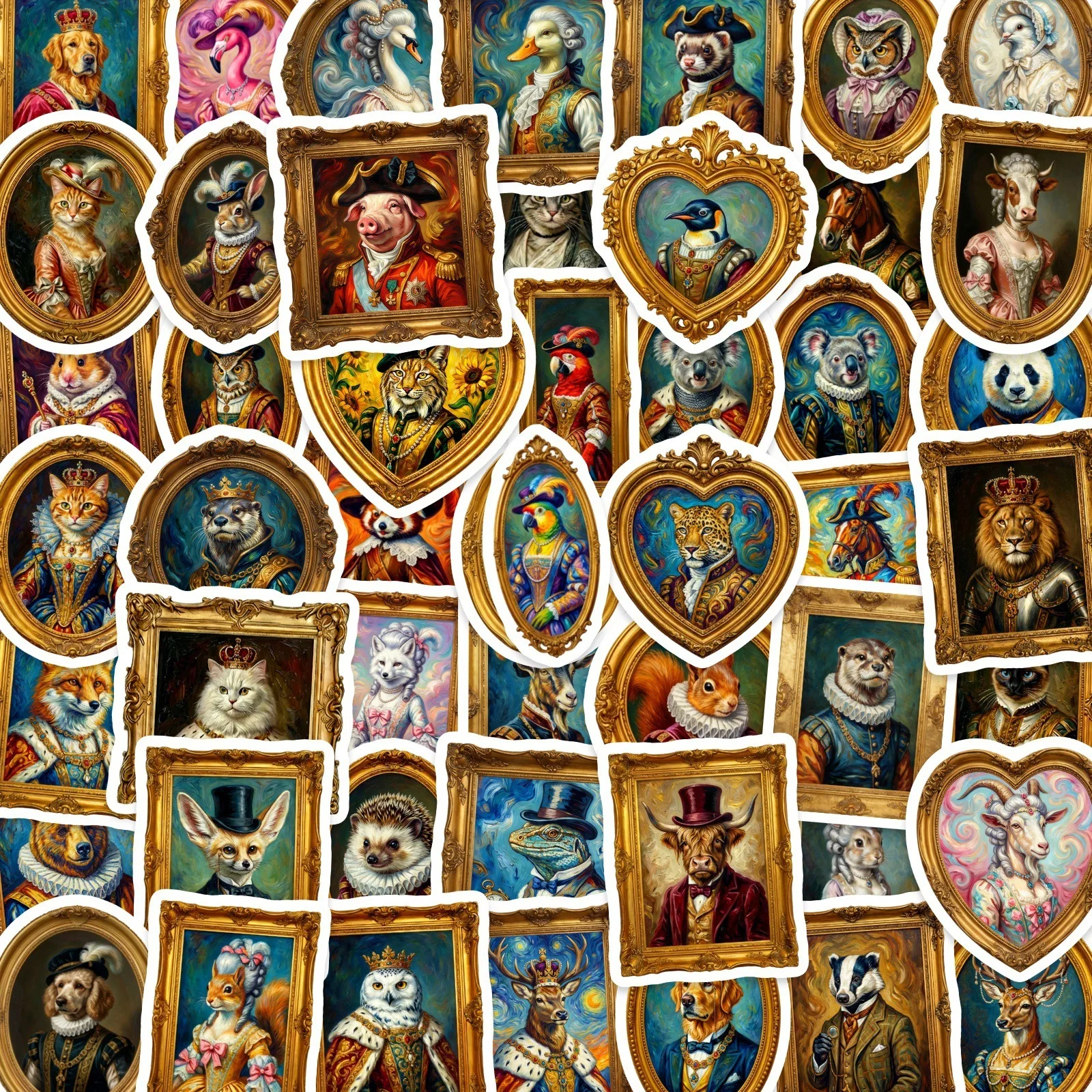 Lot de 50 autocollants décoratifs imperméables style noble classique européen pour cadres photo, animaux, guitares, cahiers et papeterie