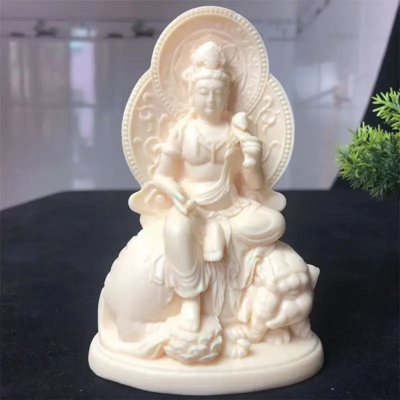 Ivory Nut Carved Puxian Manshu Guanyin Bodhisattva Ornaments Guardian Home Office Desktop and Car-Mounted Crafts