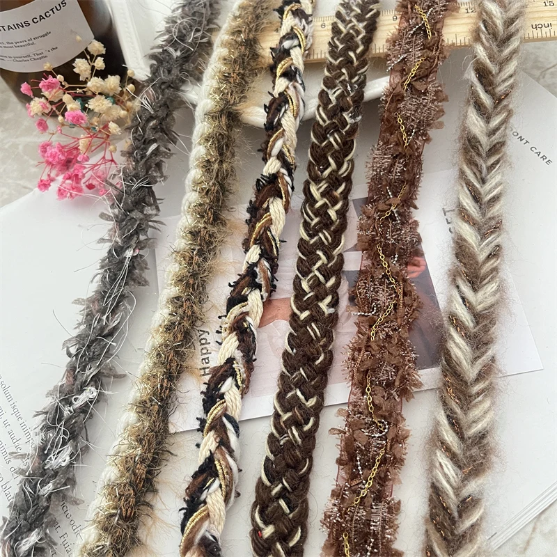 New Coffee Colored Small Fragrant Style Lace Clothing Accessories DIY Decorative Lace Pressure Edge Strip Woven Tape Webbing