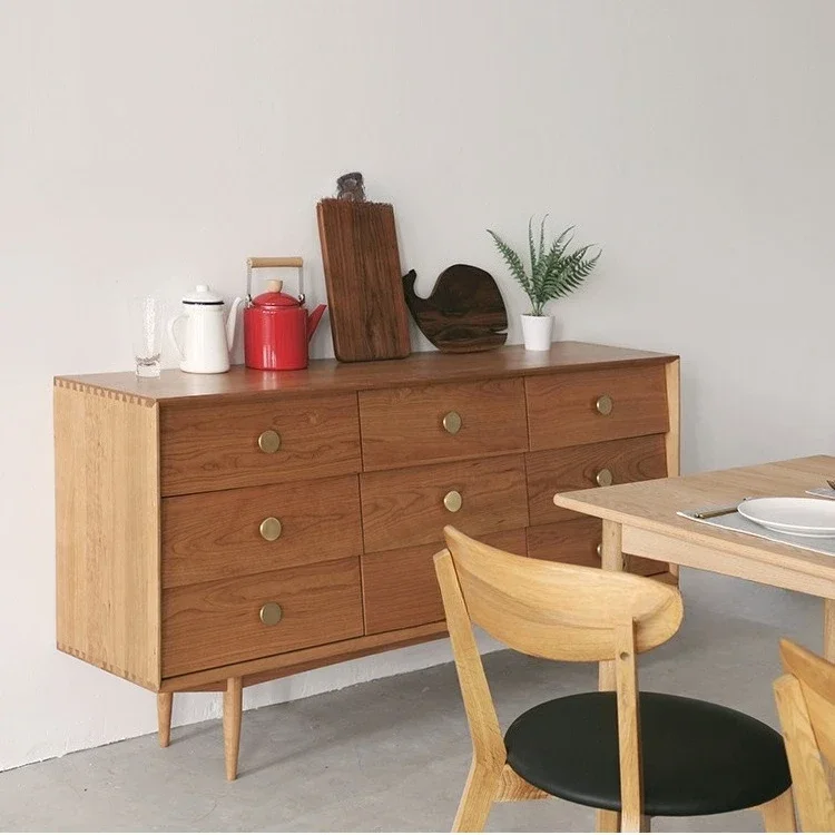 Nordic solid wood home bedroom multi-layer with drawers dining side cabinet storage balcony multi-function
