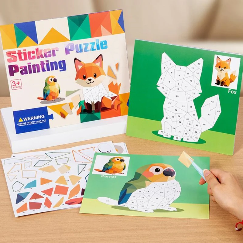 New Training Game Paper 3D Geometric Sticker Books Handmade Montessori DIY Paste Material Kit Cute Animals Sticker Book Kids