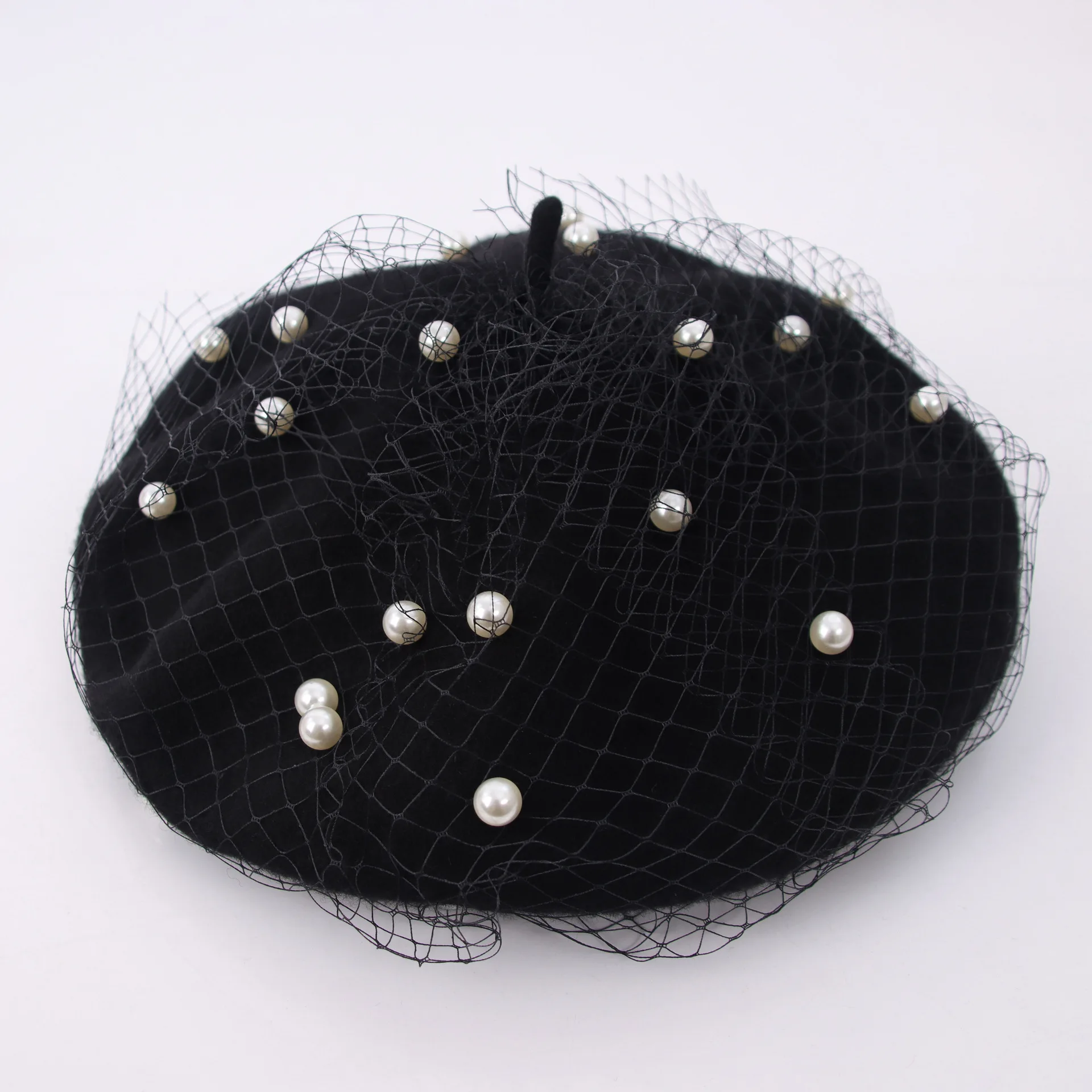 Beret Women Hat Winter Autumn Painter Cap Female Black Pearl Beads Beret Femme