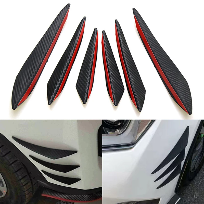 Complete Car Tuning Set: 6Pcs Front Bumper Lip & Splitter Fins, Universal Spoiler Plus Chin Valence