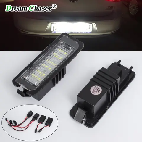 For vw Passat B6 CC Eos Golf 4 5 6 7 MK7 Polo Superb Seat Leon Altea 2PCS LED Number License Plate Lights Assembly With Canbus