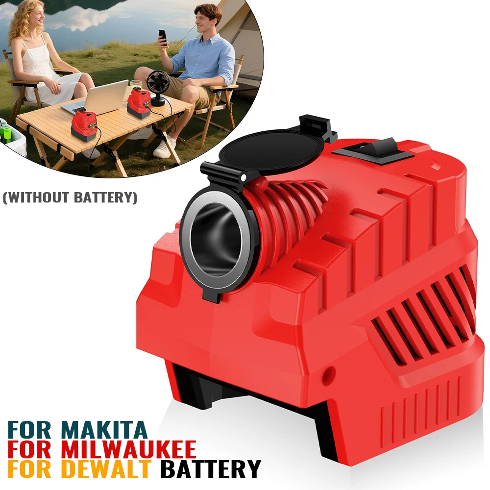 Battery Adapter for Maktia/Dewalt/Milwaukee 18V Battery Via DC 12V Buck Converter Regulator with Cigarette Lighter USB & Type-C