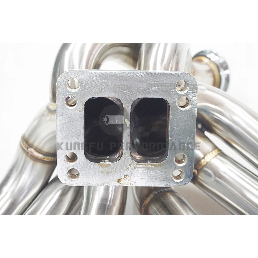 KUNGFU Performance SS304 3mm Steam Pipe Twin Scroll T3T4 Exhaust 1JZGTE 1JZ VVTI 1JZ GTE Turbo Manifold
