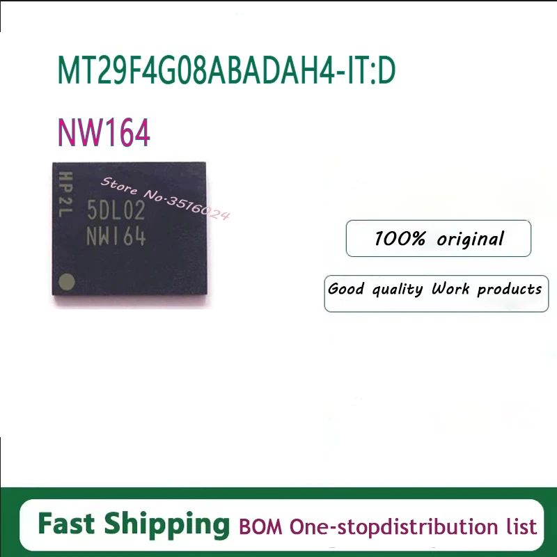 5PCS/lot  MT29F4G08ABADAH4-IT:D NW164 MT29F4G08ABADAH4-ITD 100% NEW