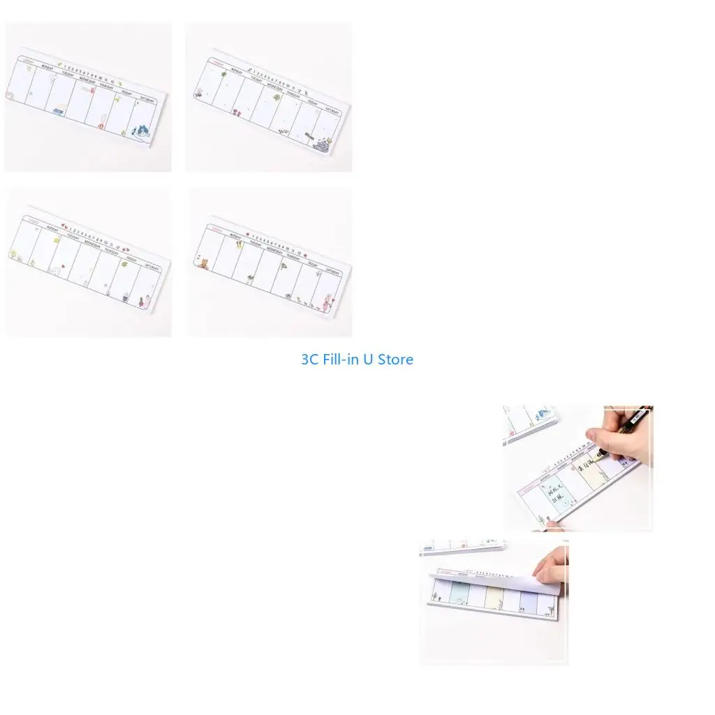 g8ta 두꺼운 종이, 부드러운 쓰기 긴 스트립 주간 일정 노트북 주간 계획 패드 메모장 무작위 디자인 스타일