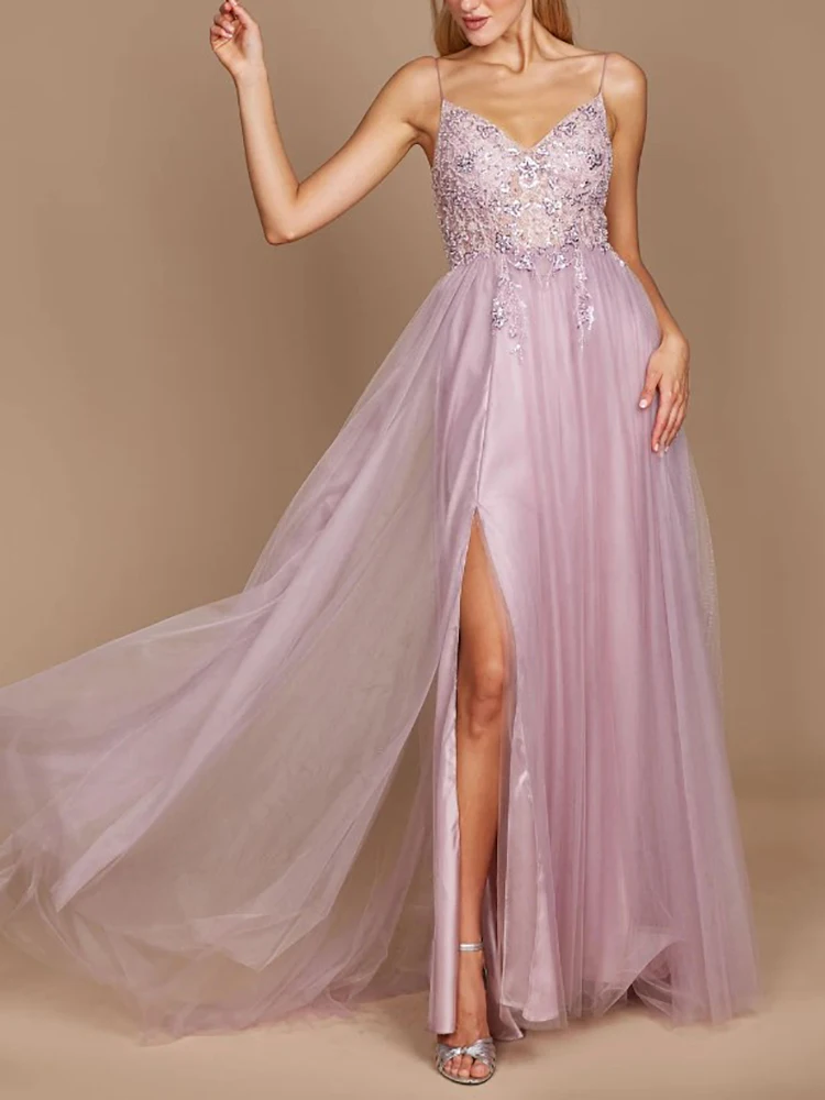 Robe de Bal en Tulle et Dentelle pour Femme, Longueur au Sol, Ligne A, Balayage Traîne, VincFormelle, Soirée, Élégante, Tendance 2023