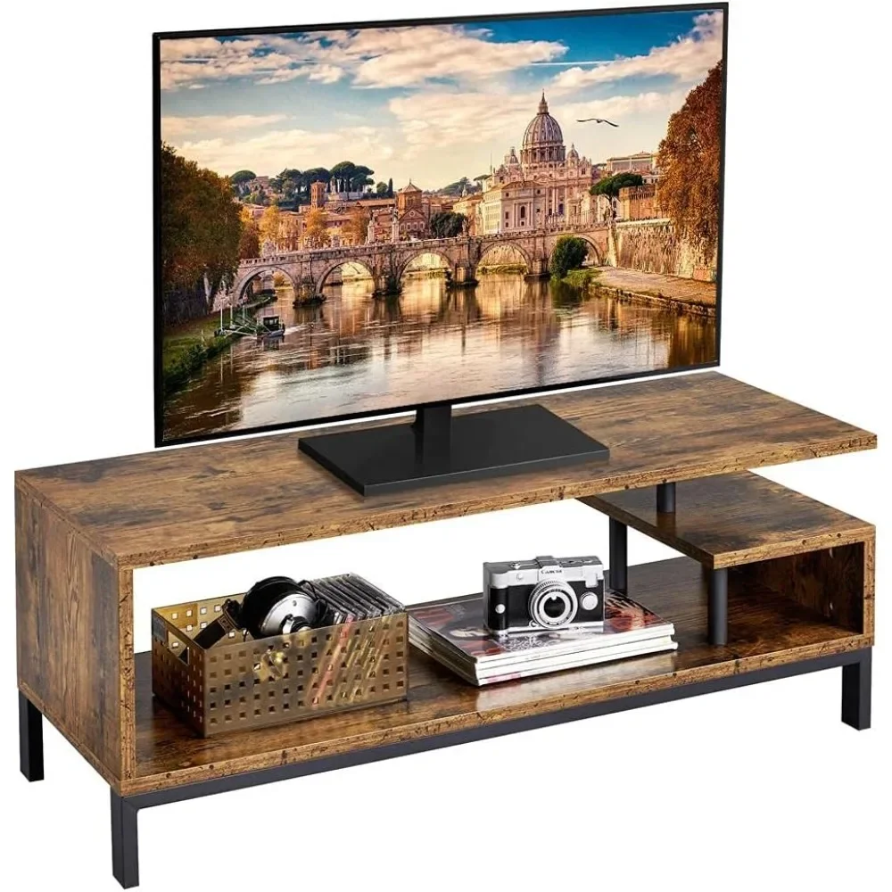 

TV Stand for 50 inch TV, Industrial Wood TV Entertainment Center with Storage Shelves, Small TV Stand Unit for Bedroom