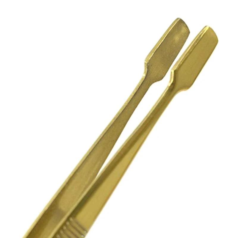 

AP28 Eyebrow Tweezer Slant Flat Tip Closed Clamp Face Eye Hair Remover False Eyelash Extension Eyelid Sticker Applicator