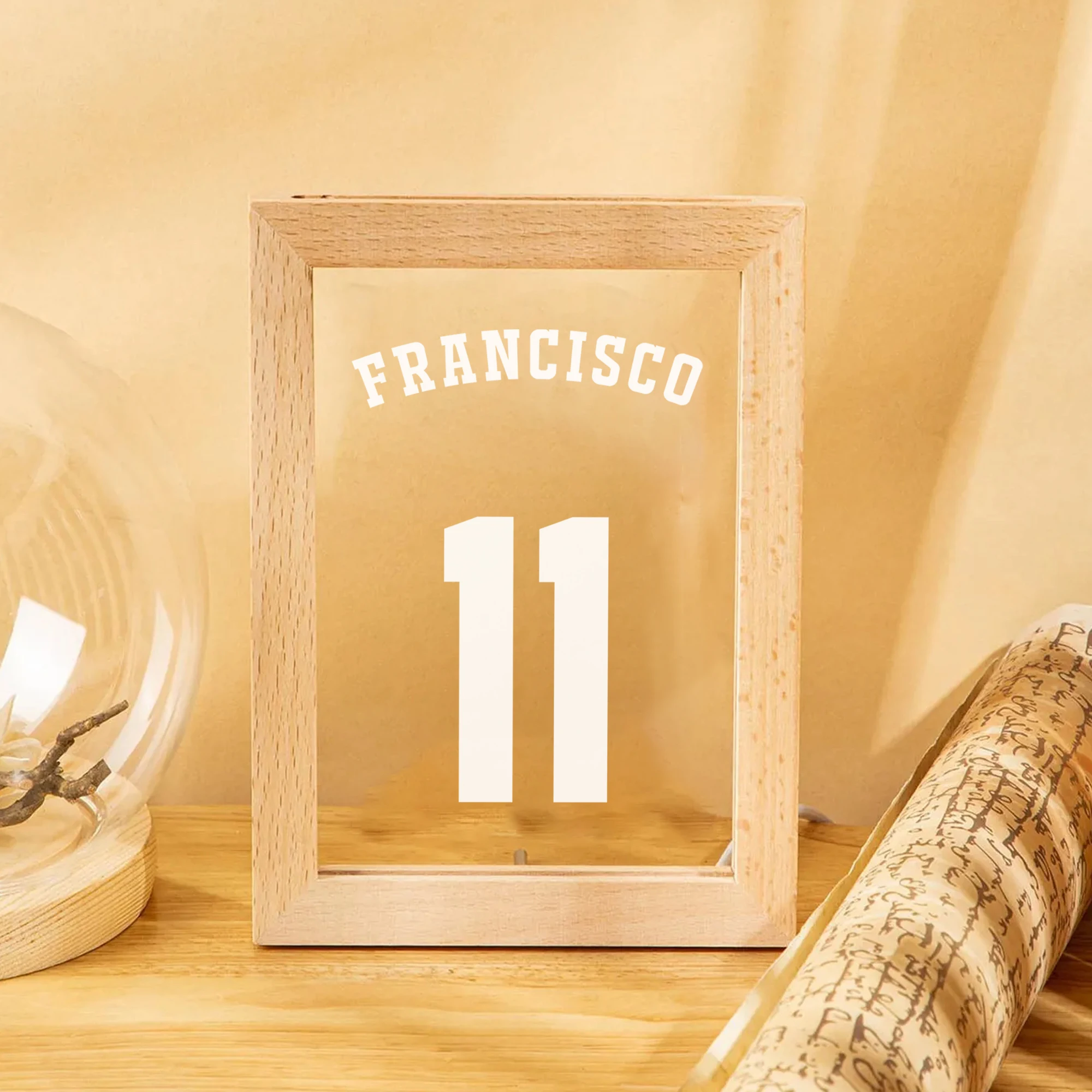 パーソナライズされたスポーツ名番号 LED ナイトビューフォトフレームカスタムギフト家族リビングルームベッドルームダイニングルーム家の装飾