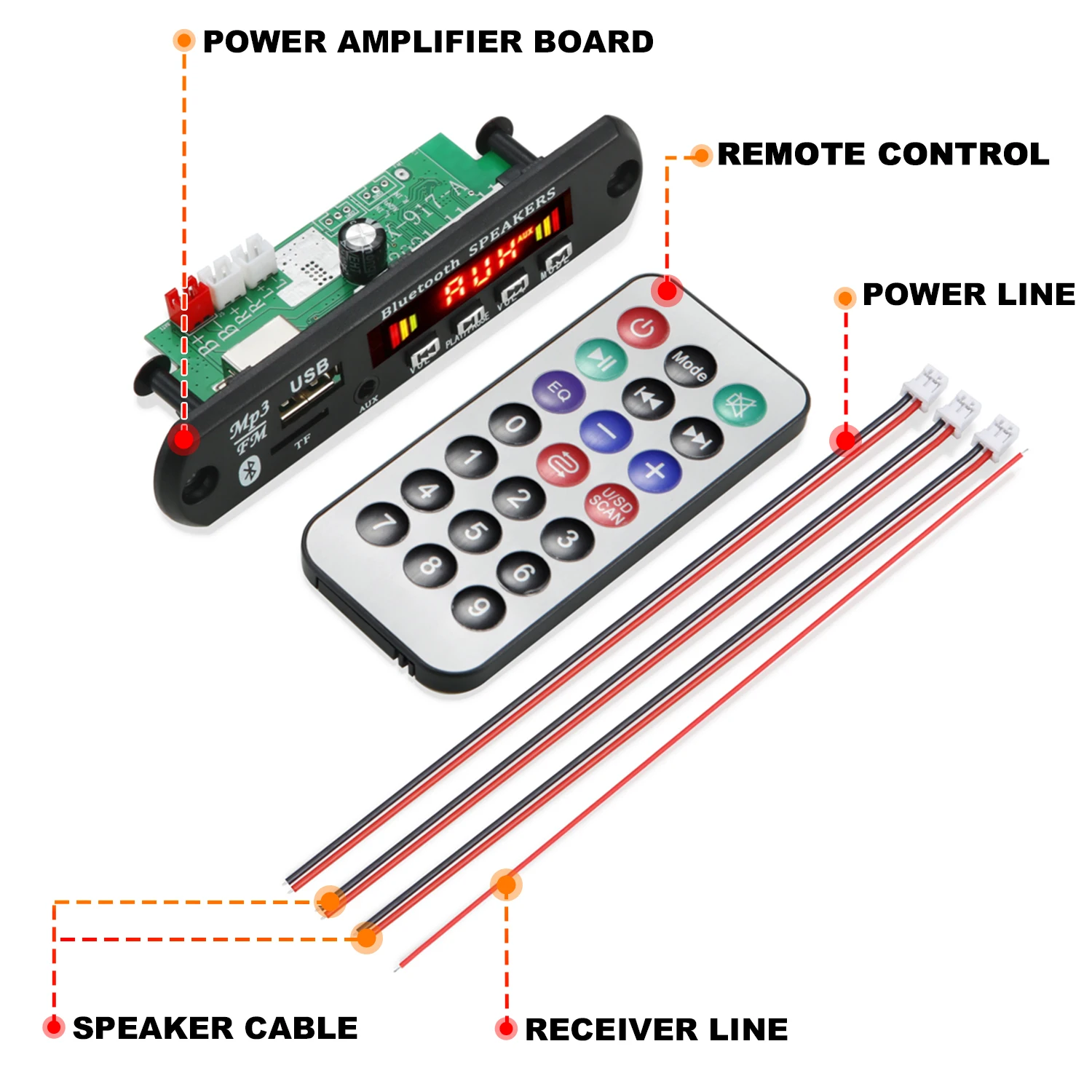 80W 50W Amplifier MP3 Player Decoder Board 12V 18V Wireless Bluetooth 5.0 Car Audio USB TF FM Radio Recording Call For Speaker