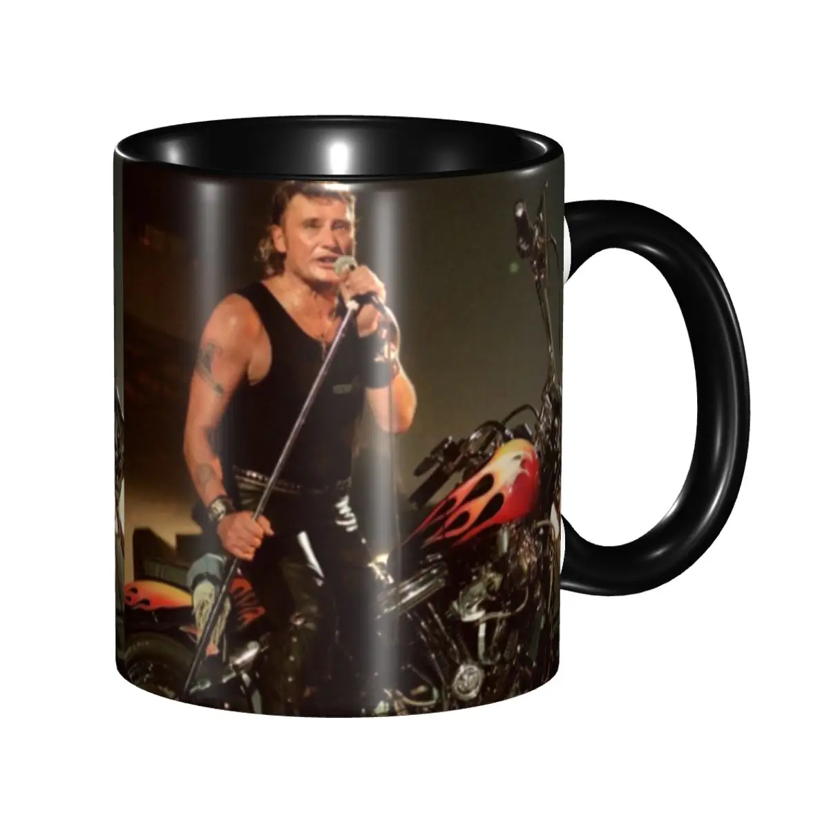 Johnny Hallyday Motorcycle Mugs Customized French Rock Singer Ceramic Coffee Mug Creative Gift