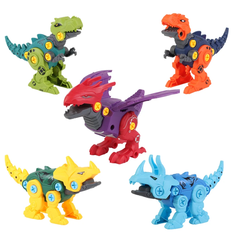 Assembly Take Apart Dinosaur Screw Plastic Brick DIY Construction Set Building Blocks Disassembly Robot Model Screwdriver Toys