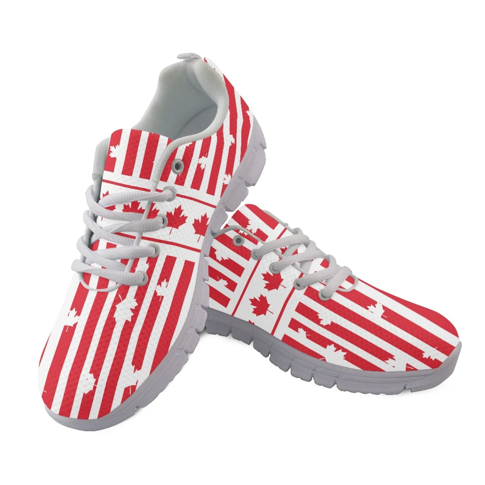 Coloranimal Canadian Maple Leaf Vertical Stripe Pattern Fitness Footwear Slip on Shoes for Men Casual Fashion Sneakers