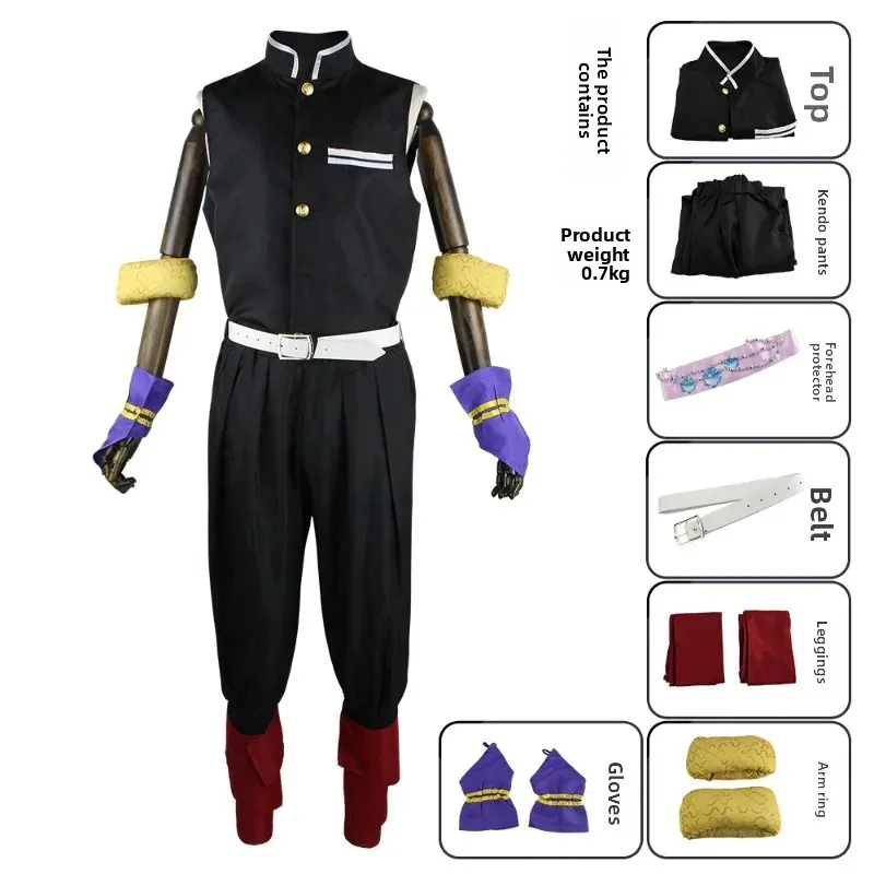 Anime Uzui Tengen Shinazugawa Genya Costume Cosplay Demone Slayers Uniforme Puntelli Set Completo Vestiti Del Partito di Halloween Per Gli Uomini Adulti