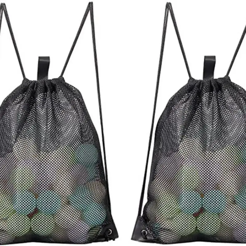 Mesh Drawstring Bag Backpack Black Mesh Bags Heavy Duty Soccer Ball Net Bag