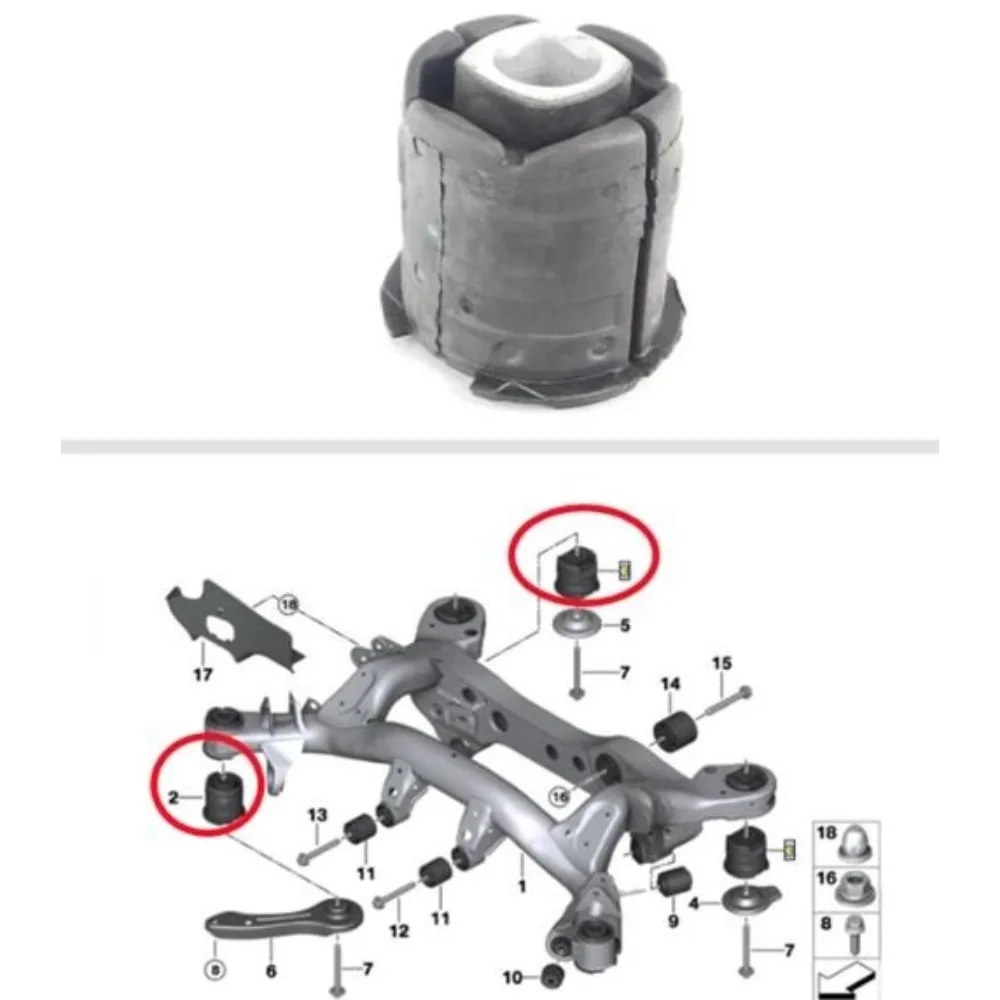

For BMW E90 E92 E93 318 320i 325 330 335i 33316758259 33316758260 Auto Rear Axle Frame Mount Rubber Bushing Cushion Sleeve