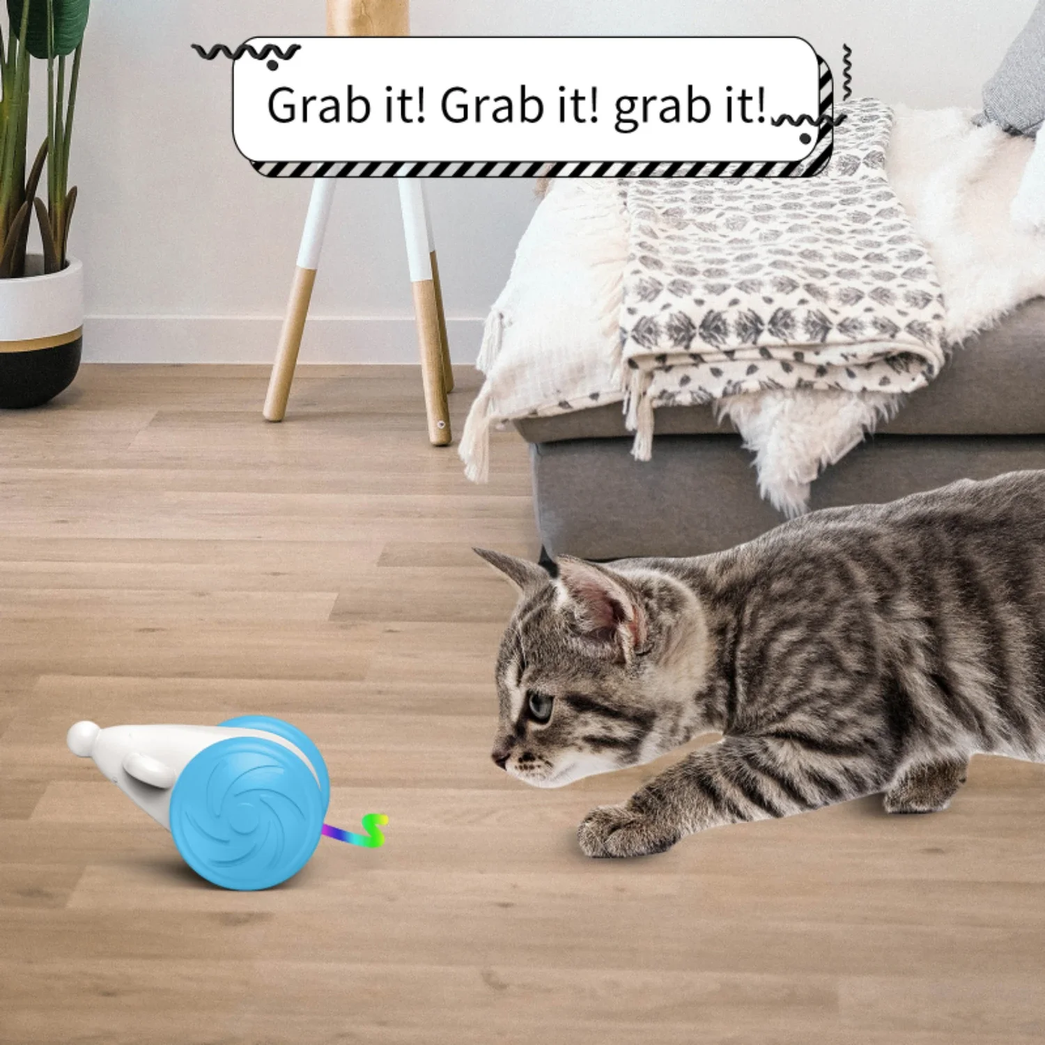 

Engaging Interactive Electronic Cat Toy with LED Light Tail for Curious Kittens - Smart Automatic Hunting Toy for Indoor Enterta