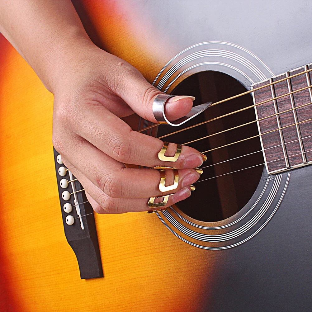 

4 Pcs Thumb Cover Index Finger and Picks for Guitar Pearlescent Bass Professional