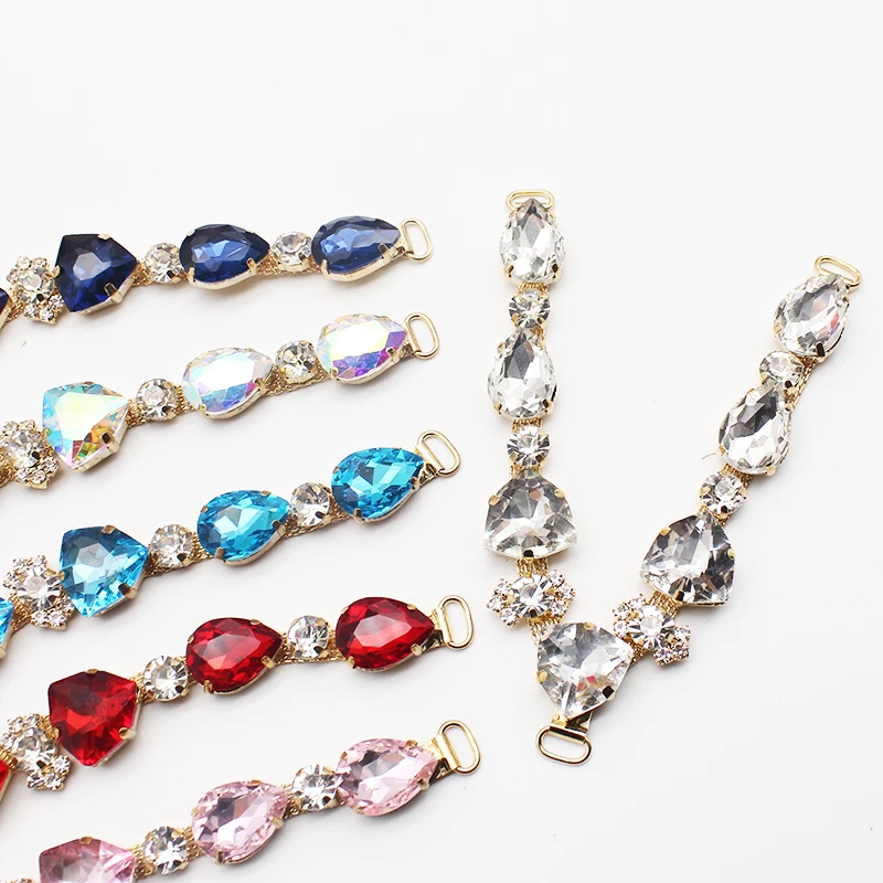 1Pcs Rhinestone Collar Chain Glass Shoe Flower Herringbone Slipper Upper Decoration Rhinestone Shoe Buckle Sandal Accessories