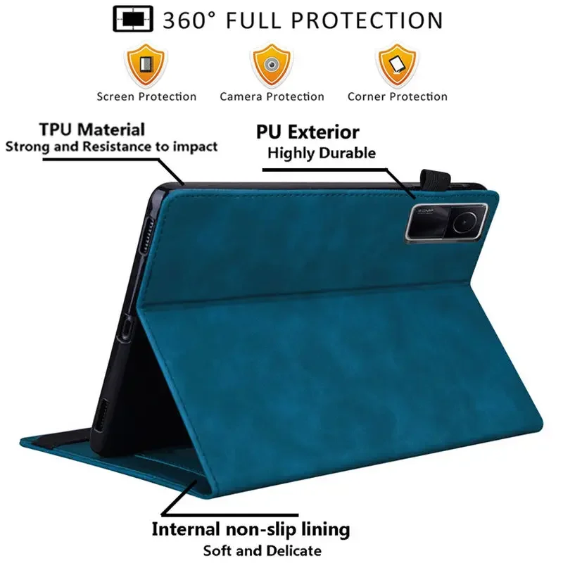 Capa de couro PU de estilo comercial, Soft TPU Back Shell, Tablet Case para Funda Redmi Pad SE, 2020, 11"