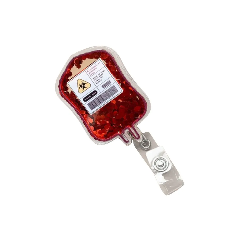 Fashion Glitter ID Badge Reels Lanyard Blood Bag Name Tag Holder Retractable Nursing ID Badge Holder