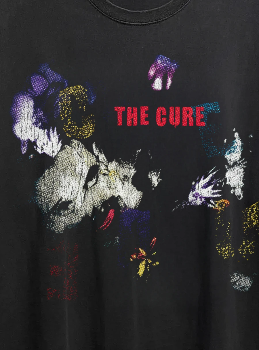 The Cure 1989 Prayer Tour Washed Black Tee Tshirt Y2K Style Underground Print Loose Fit Retro Grunge