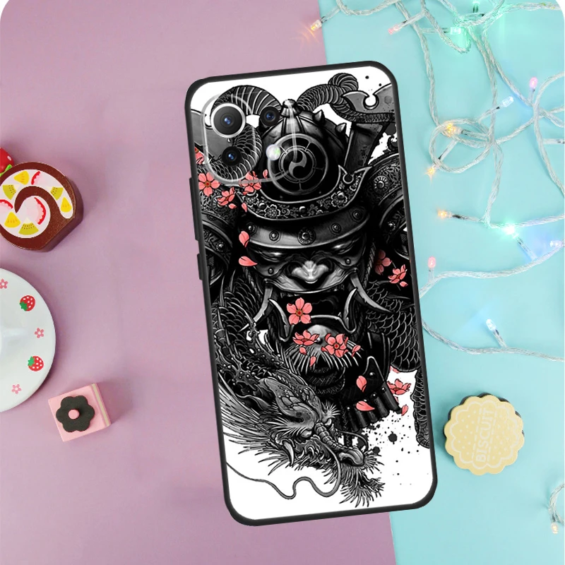 Japanese Samurai Oni Mask Case For POCO X5 X3 F5 Pro M5 F3 F4 X4 GT Cover For Xiaomi 13 Ultra 11T 12T Pro 12 Lite