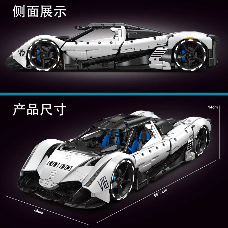 IN MAGAZZINO T5052 MOC Tecnico RC Auto Sportiva Devel Sedici V16 Building Blocks Mattoni Modello Giocattoli FAI DA TE per I Ragazzi Regalo Di Natale Set