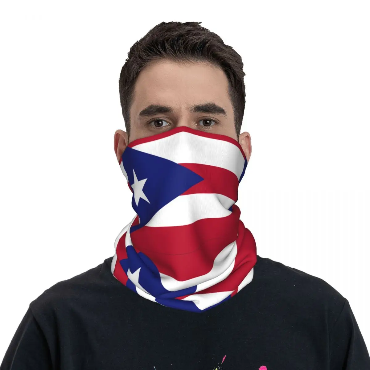 Puerto Rico Flag Bandana Neck Cover Printed Wrap Scarf Multifunction FaceMask Cycling For Men Women Adult Breathable