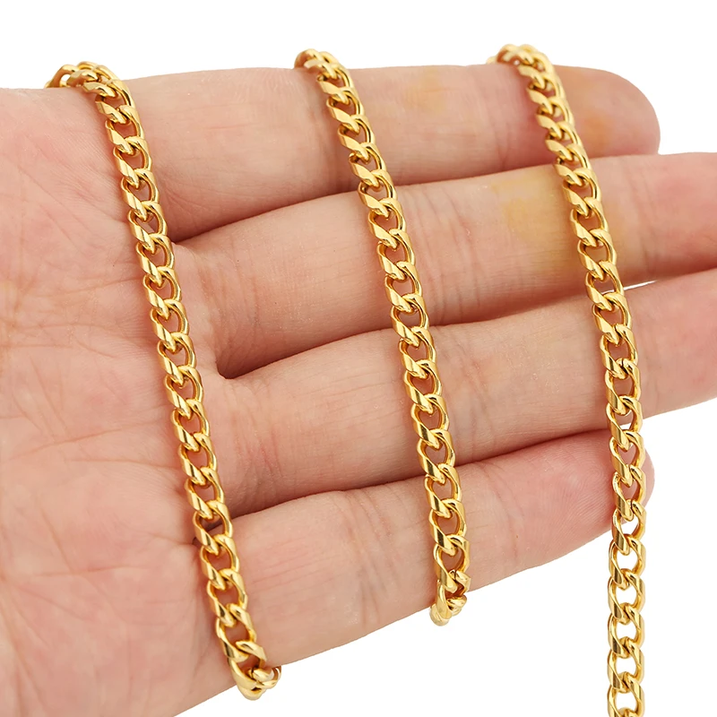 1meter Stainless Steel Round Grind Chain for DIY Choker Necklace Bracelets Jewelry Making Women Men Gold Punk Link Chain Finding
