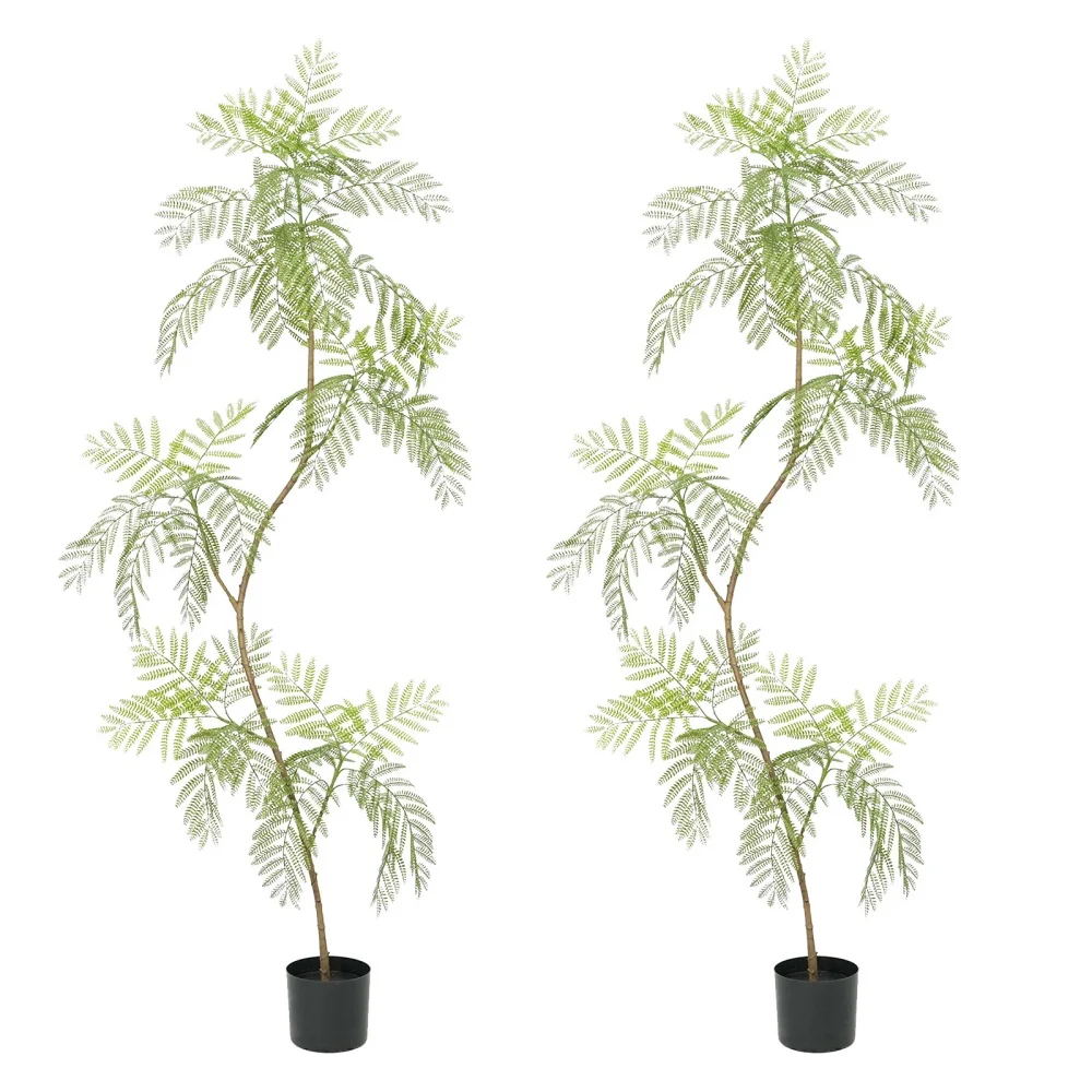 HiMISS 2 Stück künstlicher Mahonien-Furunei-Baum, 170/200 cm hoch, künstliche Bäume, künstliche Jacaranda-Bäume für drinnen und draußen 4