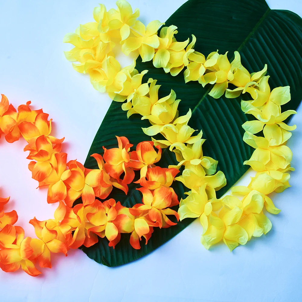 10 Pcs Tropical Hawaiian Leis Cheap Wreath Popular Garland Fancy Dress Decor Hawaii Beach Party LED Light Luau Party Supplies