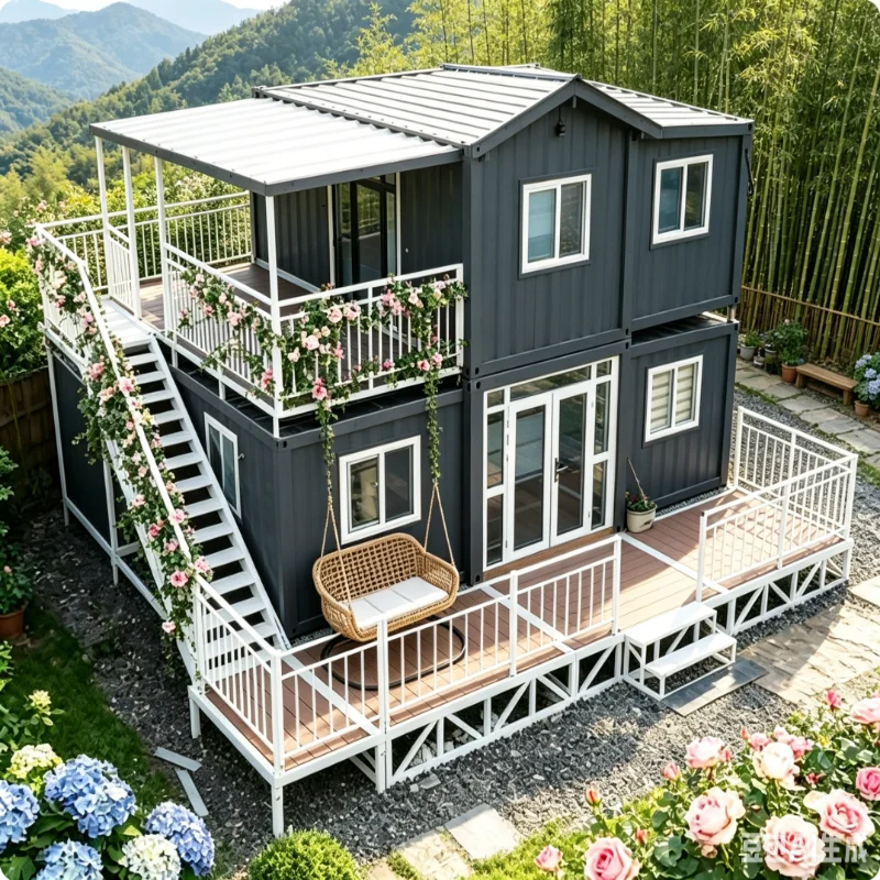 Customized 20ft 40ft Double Wing Folding Container Home 1 2 3 Bedrooms Expandable Prefab Modular House Portable Steel Home
