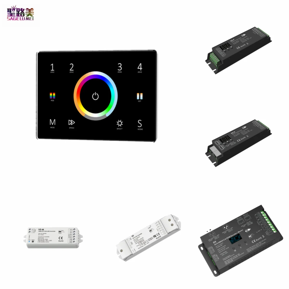 Imagem -02 - Controle Remoto para Lâmpada Led Master Dimmer Painel de Vidro Zonas 2.4g rf Montado na Parede 100v240v Entrada ac 5ch em Dmx512