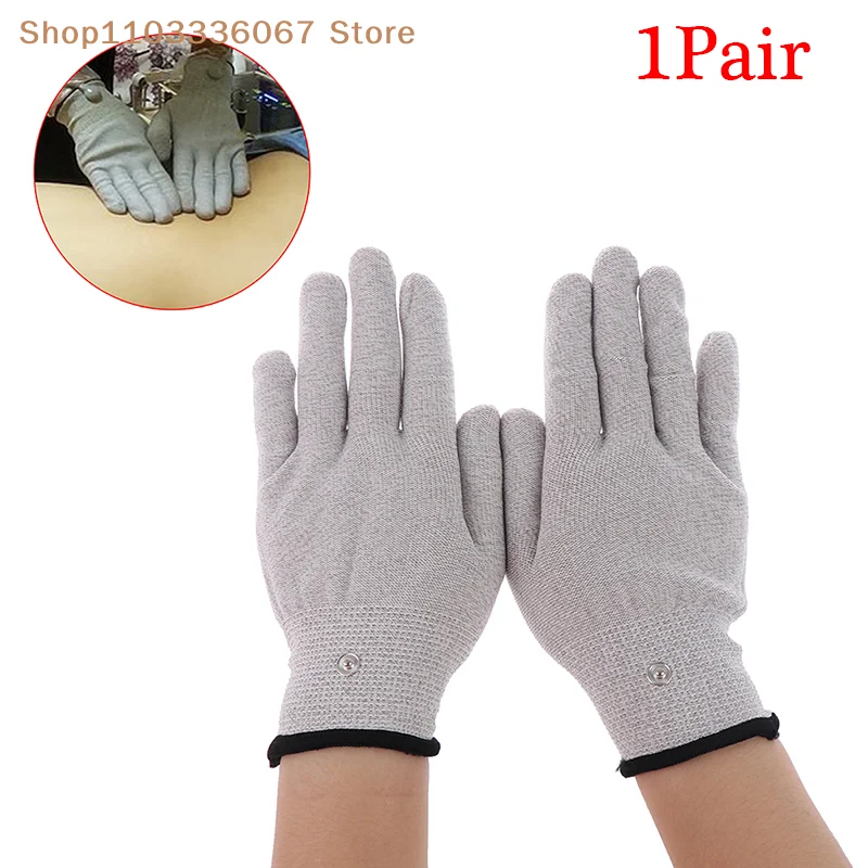 [HB]1Pair Conductive Silver Fiber  Electrode Gloves Pads Electrotherapy Massage