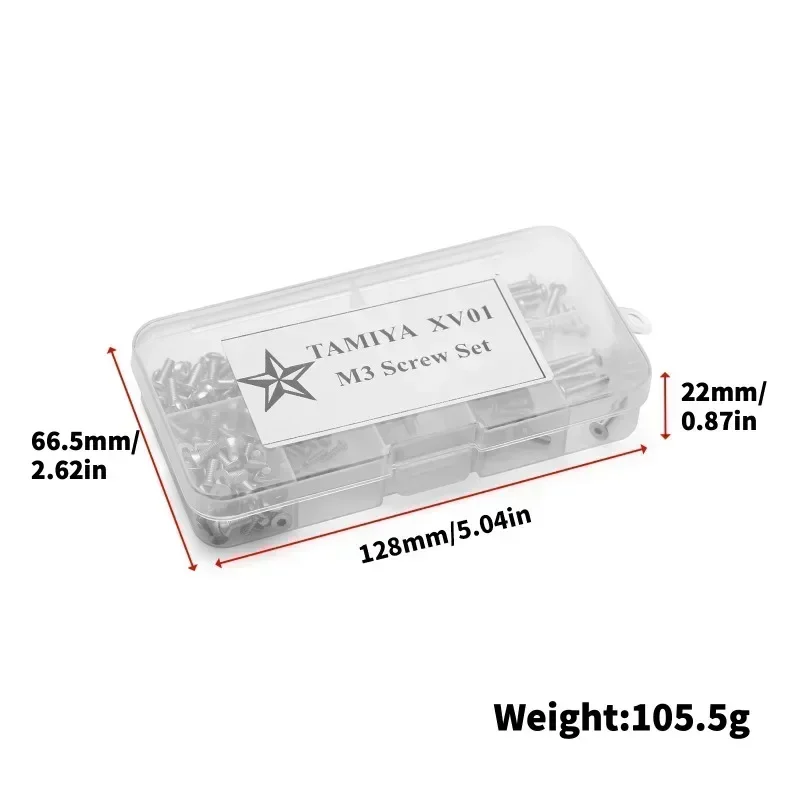 สำหรับ TAMIYA XV01 ชุดสกรูสแตนเลส M3 สกรูหัวหกเหลี่ยมแบบแบน สำหรับรถ RC ขนาด 1/10 TAMIYA XV-01