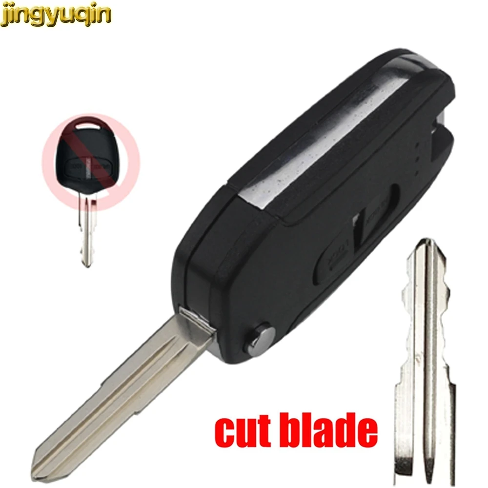 

Jingyuqin Cut Blade Modified Flip Remote Car Key Case Shell Fob For Mitsubishi Pajero 2 Buttons Replacement Car Accessories