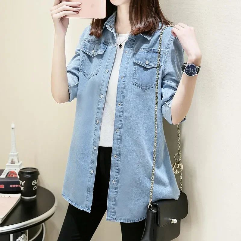 New Women Denim Jacket 2026 Spring Autumn Korean Thin Student cowboy Shirt Women's Cotton Single-breasted Jeans Jackets Coats view 2