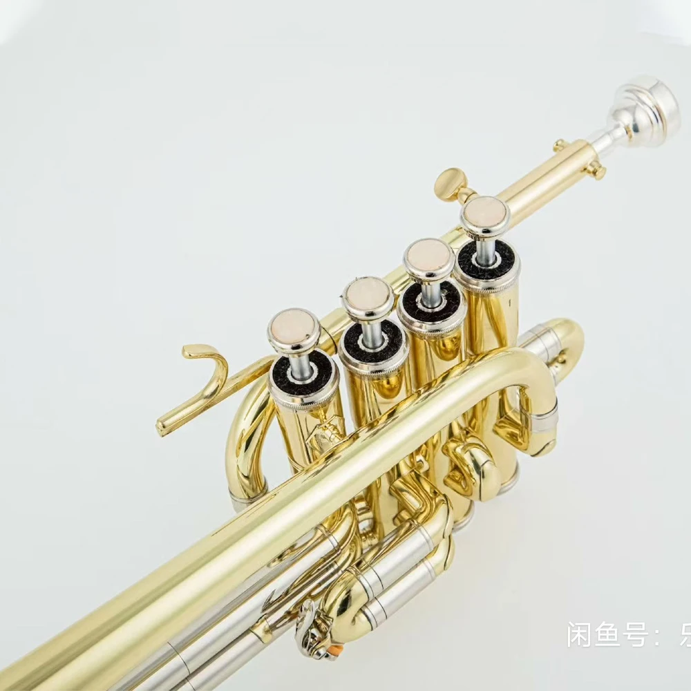 Professional four-key Piccolo trumpet nickel-plated silver gold flat B flat brass jazz instrument with case Can be customized