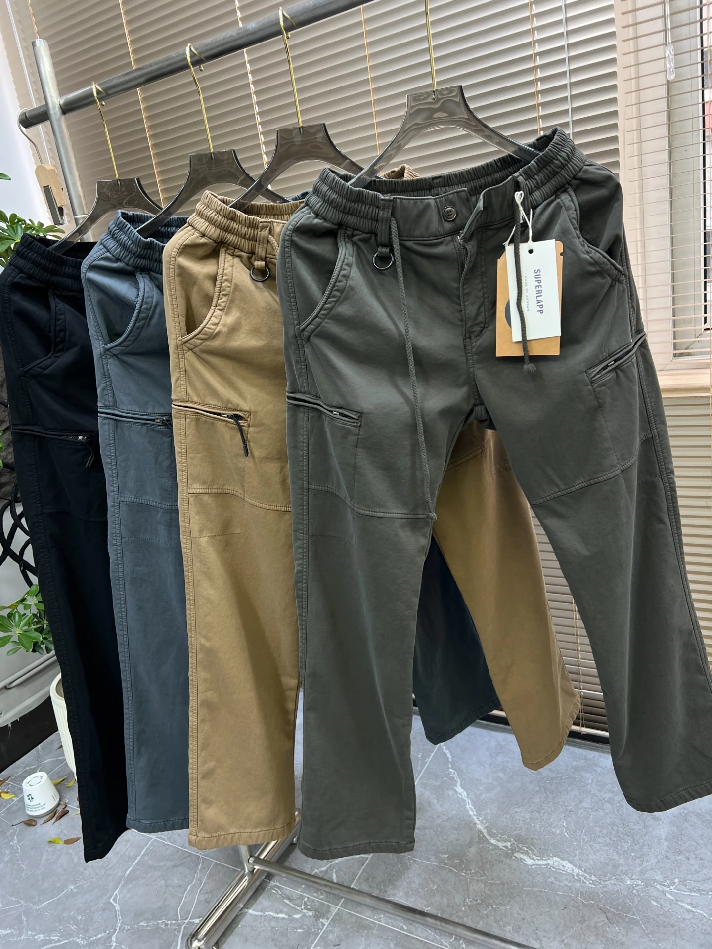 

Retro American Fce Lined Straight Leg Work Trousers Thiened Winter Men's Fit Straight Leg Multi ket Faionable Work ...