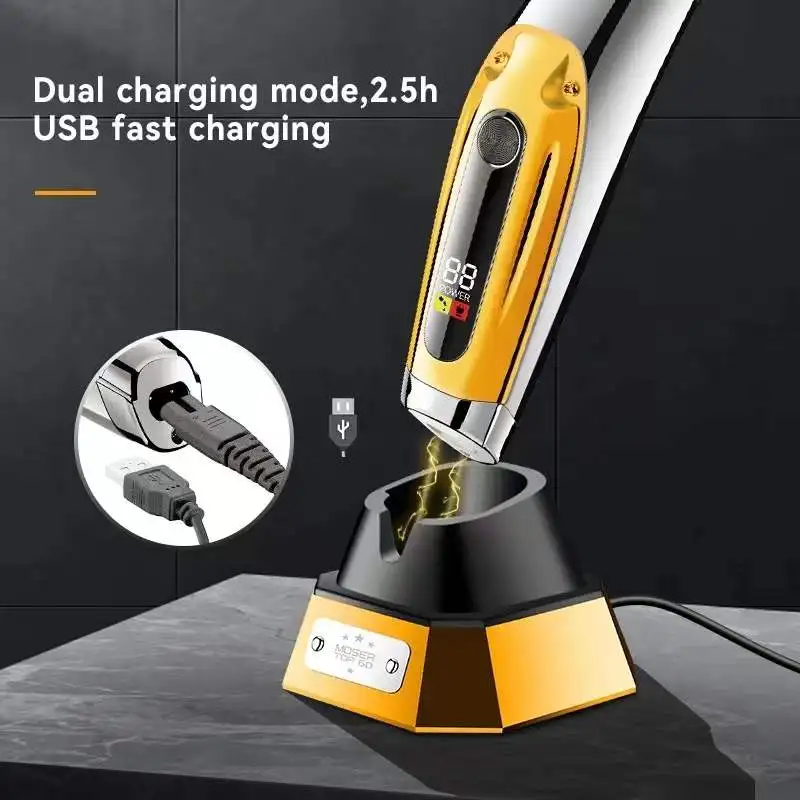 MDSERTOP Top60 High Quality With Charging Base LCD Screen Display Men Professional Electric Hair Clipper