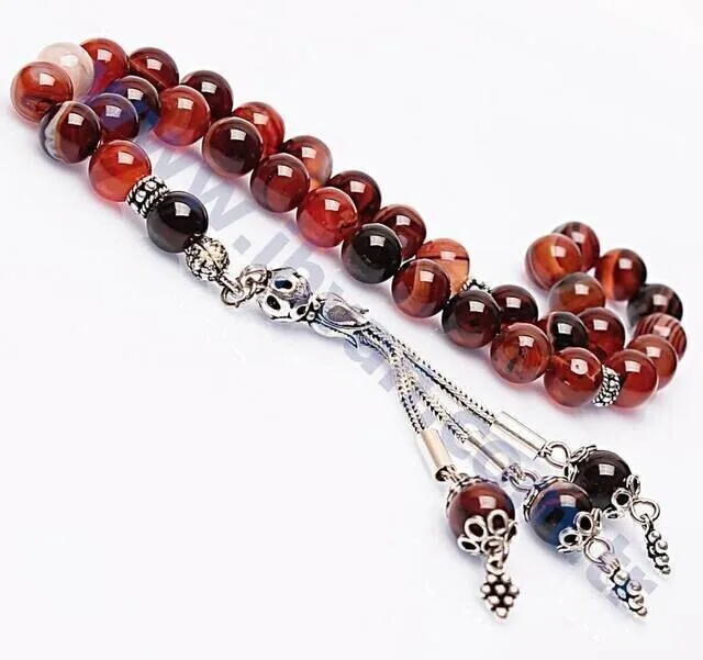 

IQRAH Agate Stone Rosary (925 SETTING SILVER 8mm)