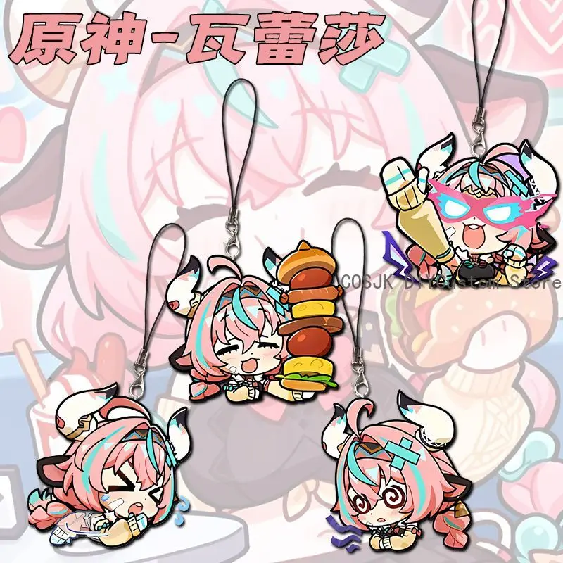

4PCS Game Genshin impact Varesa Phone Strap Keychain Key Chain Phone chain Backpack pendant Birthday Gift