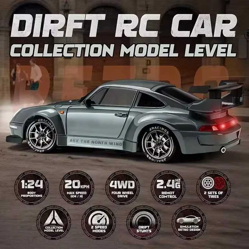 Oike 4WD Remote Control Drift Car 1:24 Mini Remote Control Racing Car Model 2.4G Radio High Speed 4X4 RC Car Vehicle Toy