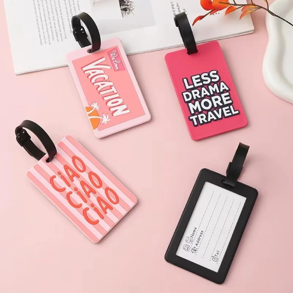 Cute Silicone Luggage Tag Letter Style Durable Bag Tag Waterproof Lightweight Name Address Label