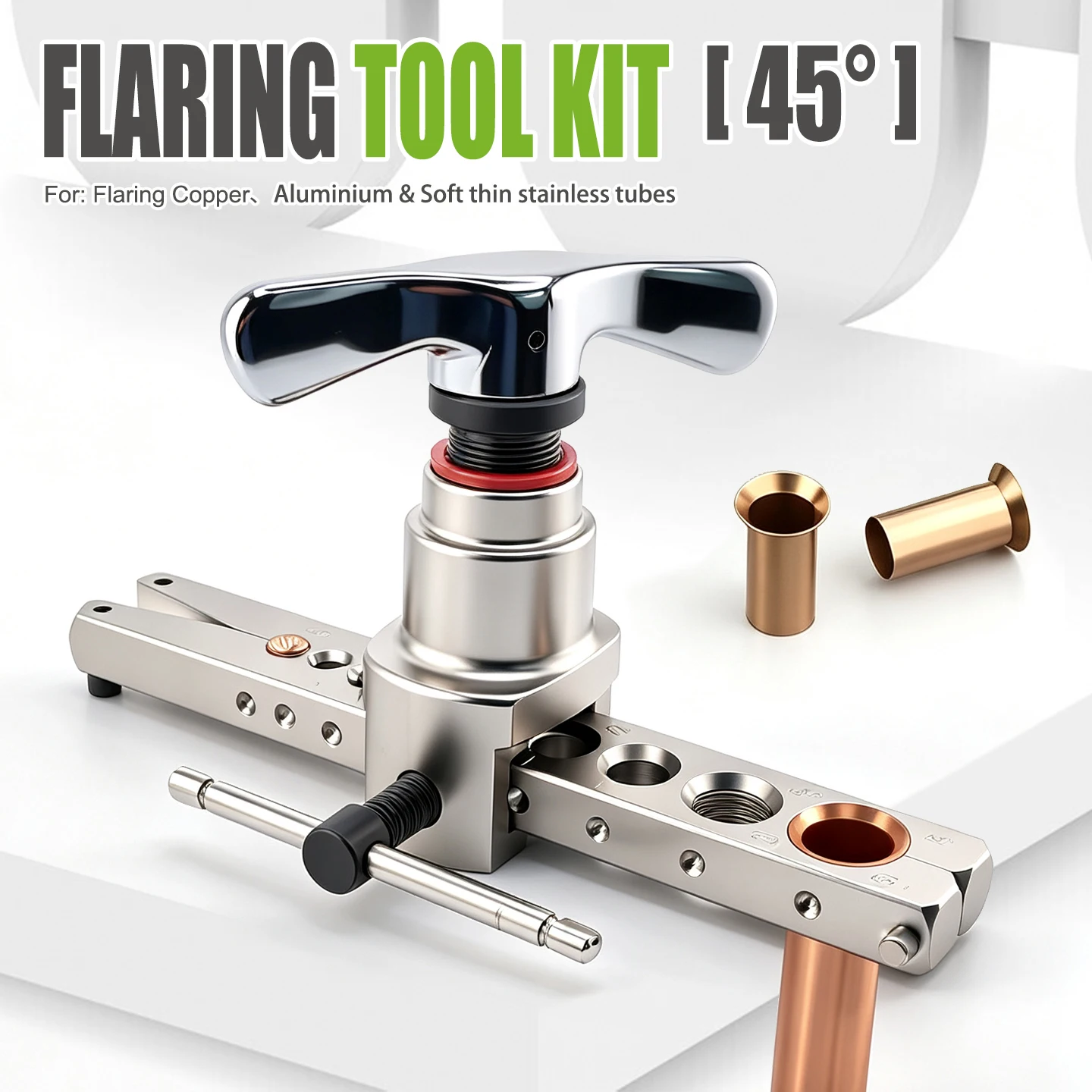 Inch/Metric Eccentric Flaring Tool 45-Degree Tube Flaring Tool Chromiun-vanadium Steel for Technicians, HVAC Repair